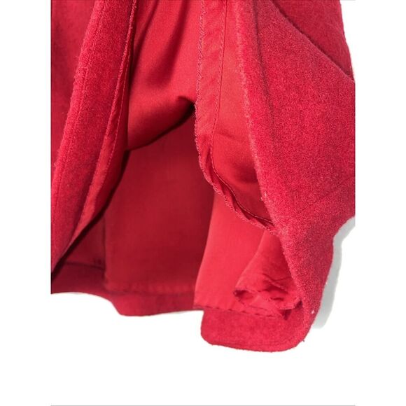 Meadow Rue Anthropologie Red Wool Mini Skirt Woman Size 8 Lined Side Zipper - Picture 4 of 8
